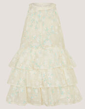 Georgie Sequin Jacquard Tiered Party Dress, Ivory (IVORY), large