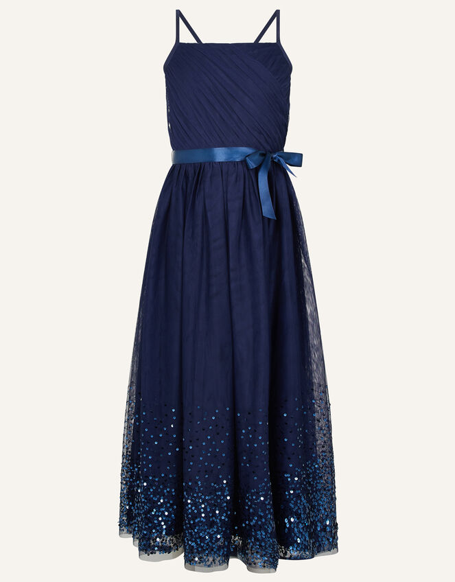Lana Sequin Hem Maxi Prom Dress, Blue (NAVY), large