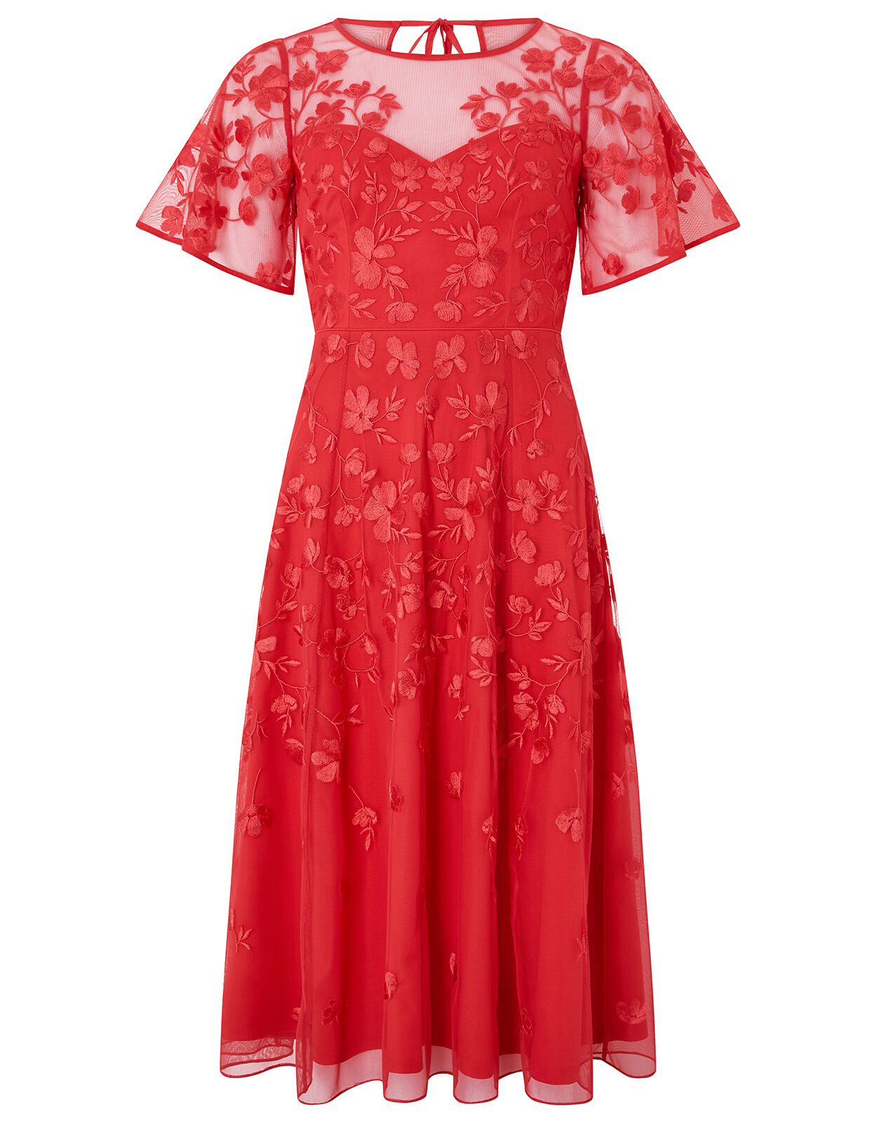 Racquelle Floral Embroidered Dress Red Evening Dresses Monsoon Global