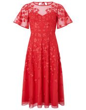 Racquelle Floral Embroidered Dress, Red (RED), large