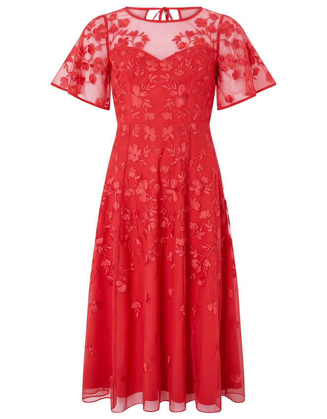 Racquelle Floral Embroidered Dress, Red (RED), large