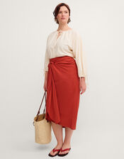Callie Thorpe x Monsoon&nbsp;Linen Blend Sarong Skirt, Orange (RUST), large