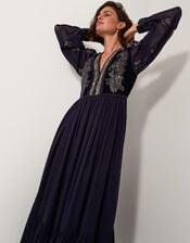 Joanna Velvet Embellished Maxi Dress, Blue (NAVY), large