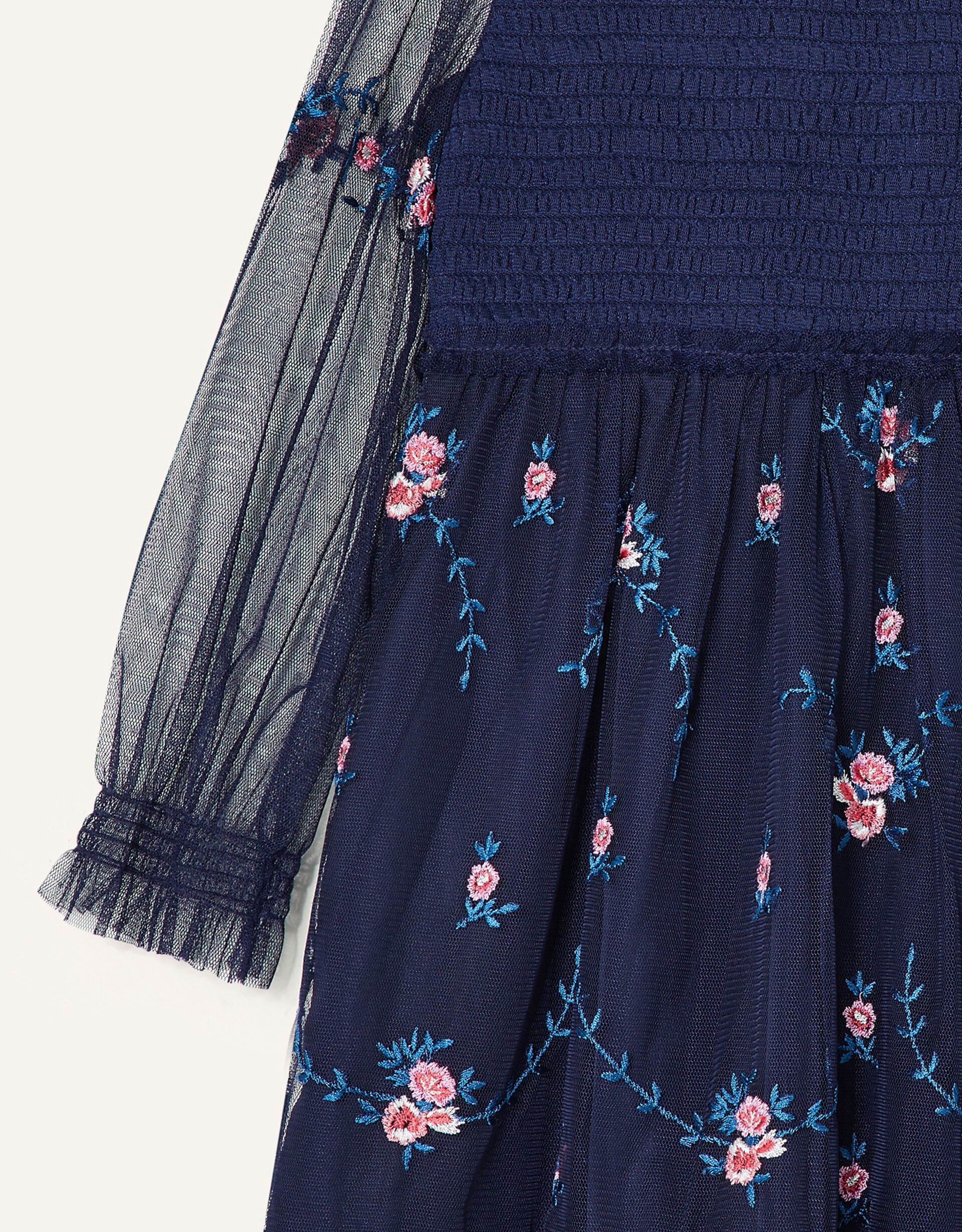 Floral Embroidered Long Sleeve Dress