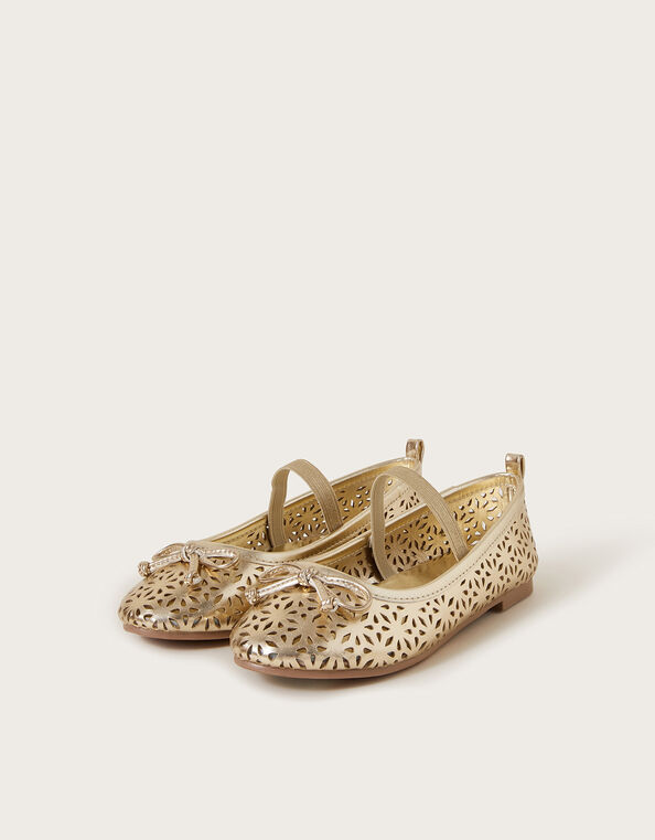 Cutwork Metallic Ballet Flat, Gold (GOLD), large