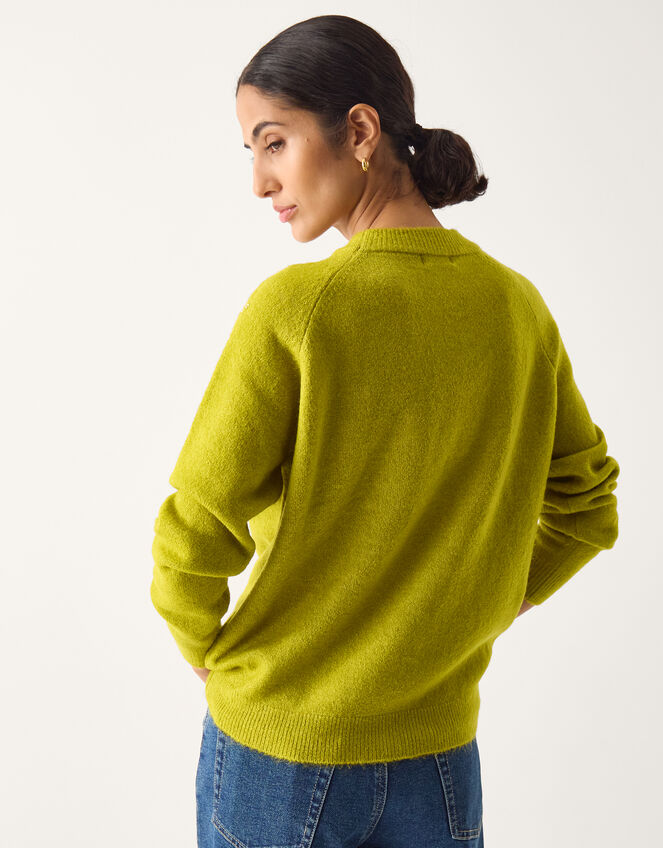 Samara Sequin Collar Jumper, Green (OLIVE), large