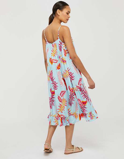 palm print midi dress