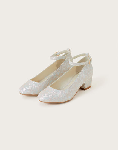 Sophia Jacquard Heeled Shoes, Ivory (IVORY), large