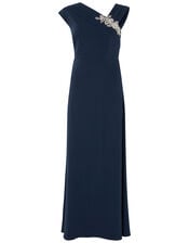 Maya Embellished Shoulder Maxi Dress, Blue (NAVY), large