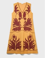East Mella Appliqu&eacute; Cotton Midi Dress, Orange (ORANGE), large