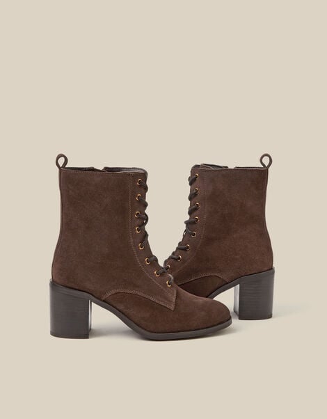 Hope Lace Up Suede Ankle Boots, Brown (CHOCOLATE), large