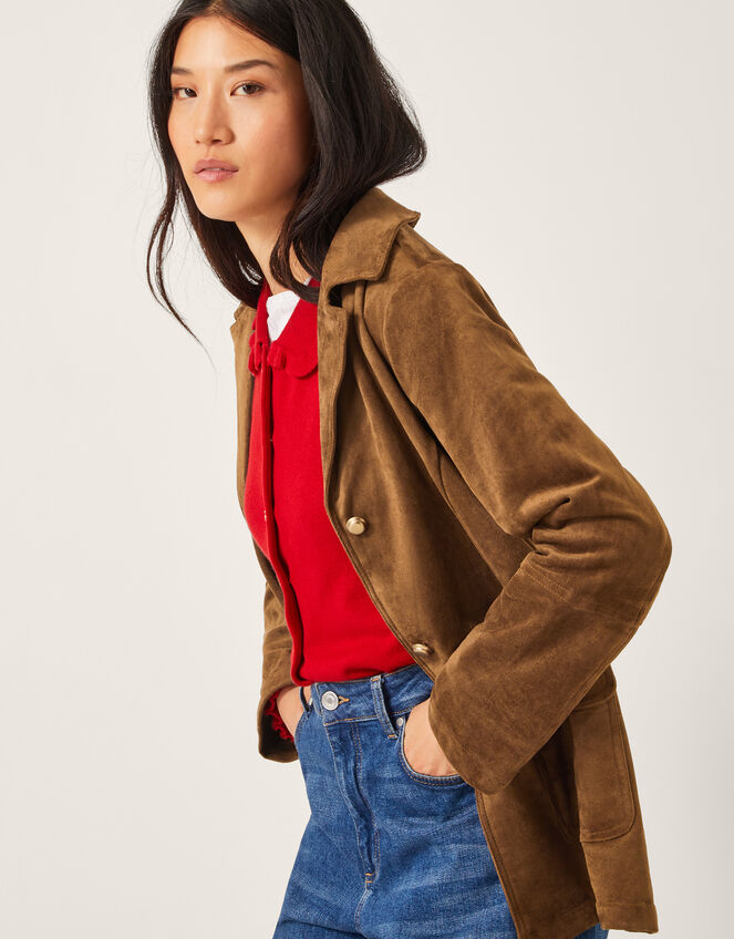 Naya Suedette Jacket, Brown (BROWN), large