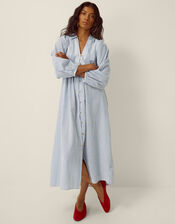 Callie Stripe Midi Shirt Dress, Blue (BLUE), large