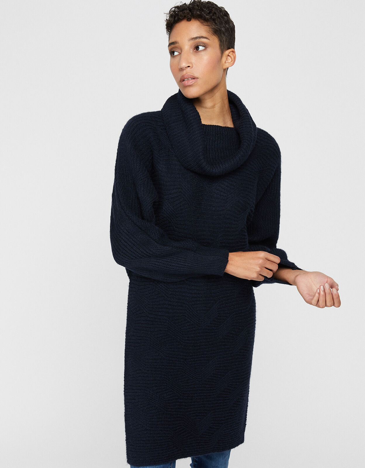 Connie Cowl Neck Knit Dress Blue Day Dresses Monsoon US