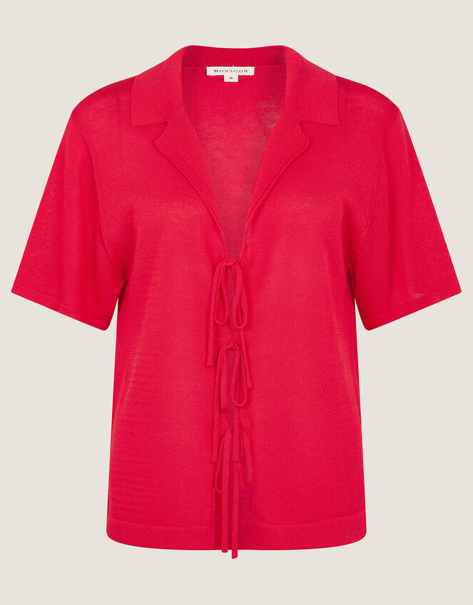 Tia Tie Knitted Cardigan, Red (RED), large