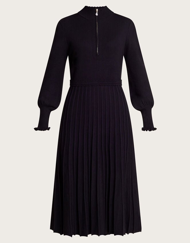 Zoey Zip Midi Dress, Black (BLACK), large