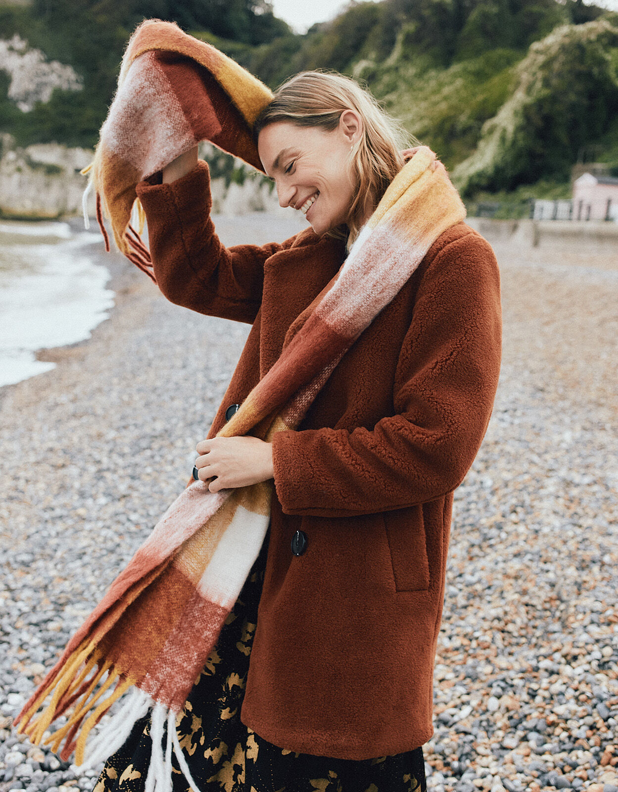 Teddy coat with discount scarf