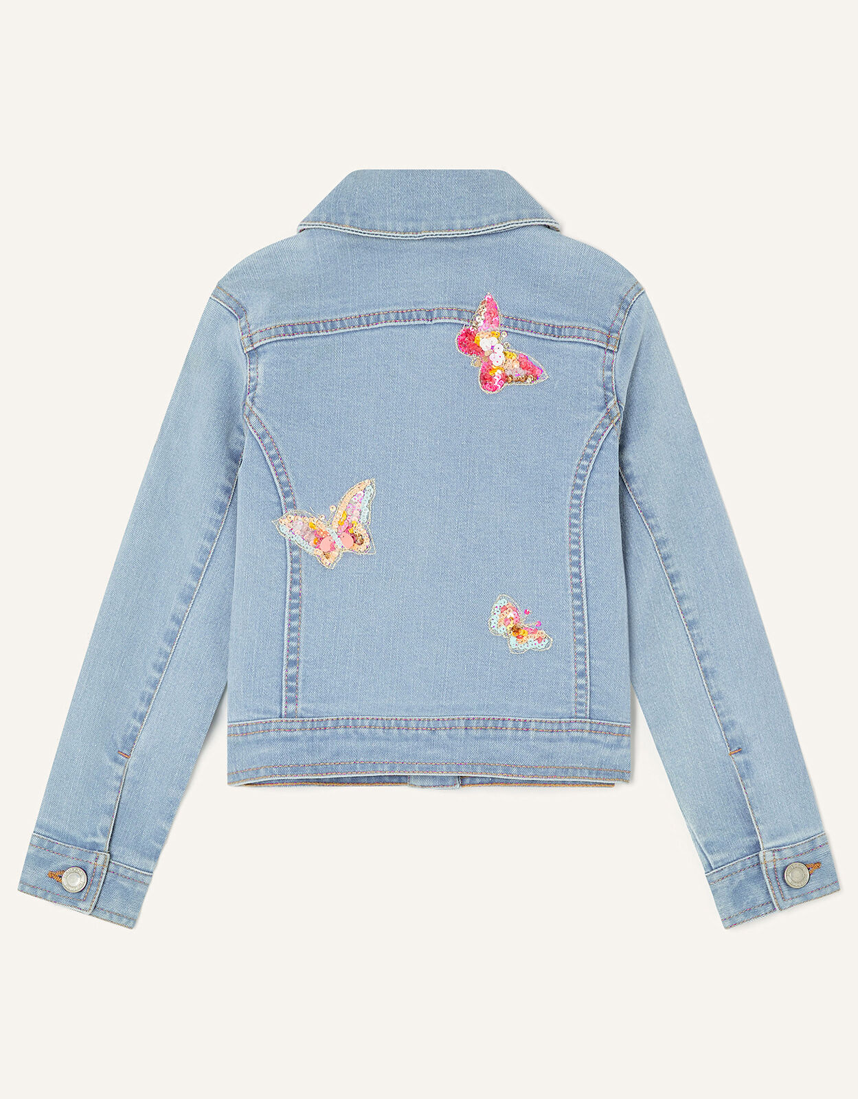 Butterfly and Flower Denim Jacket Blue 