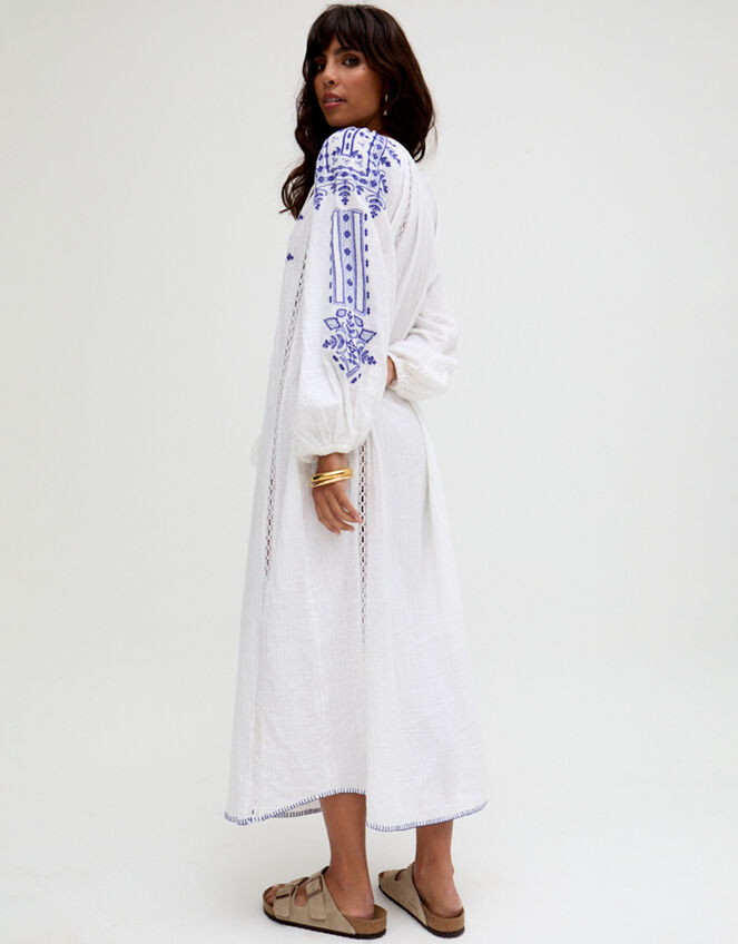 Raffya Aurelia Embroidered Kaftan, White (WHITE), large