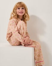 Gingerbread Print Long Christmas Pyjamas Set, Pink (PINK), large