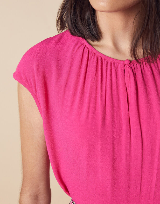 Short Sleeve Blouse with LENZING™ ECOVERO™, Pink (PINK), large