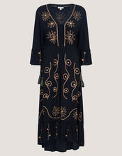 Sophy Embroidered Maxi Kaftan, Black (BLACK), large