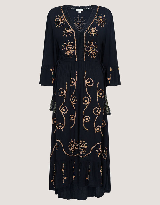 Sophy Embroidered Maxi Kaftan, Black (BLACK), large