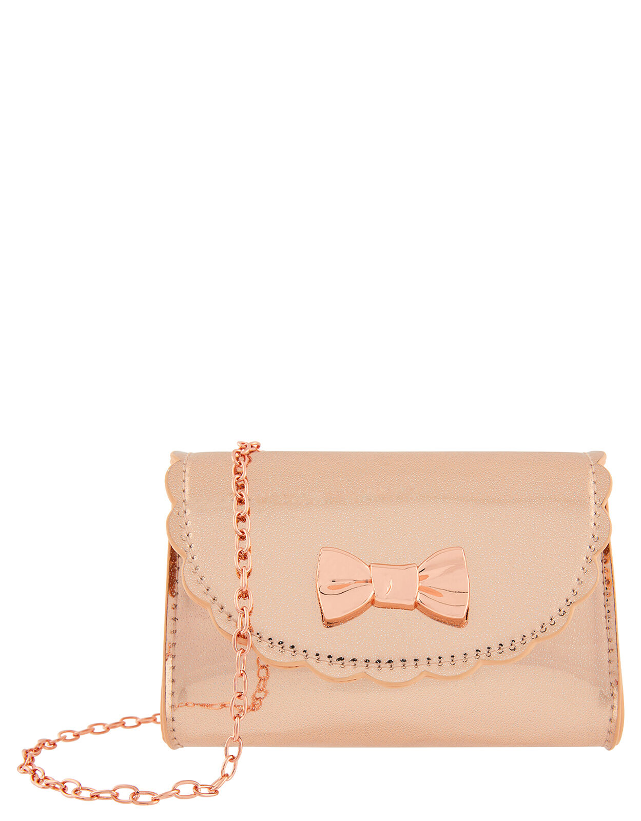 Rose Gold Patent Mini Bag with Bow