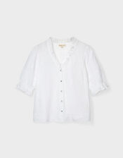 East Bria Broderie Puff Sleeve Top, White (WHITE), large