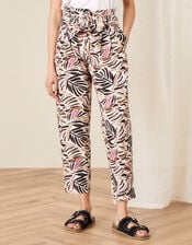 Palm Print Poplin Trousers, Natural (STONE), large