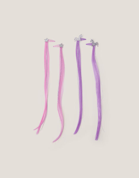 4-Pack Unicorn Faux Hair Clips, , large