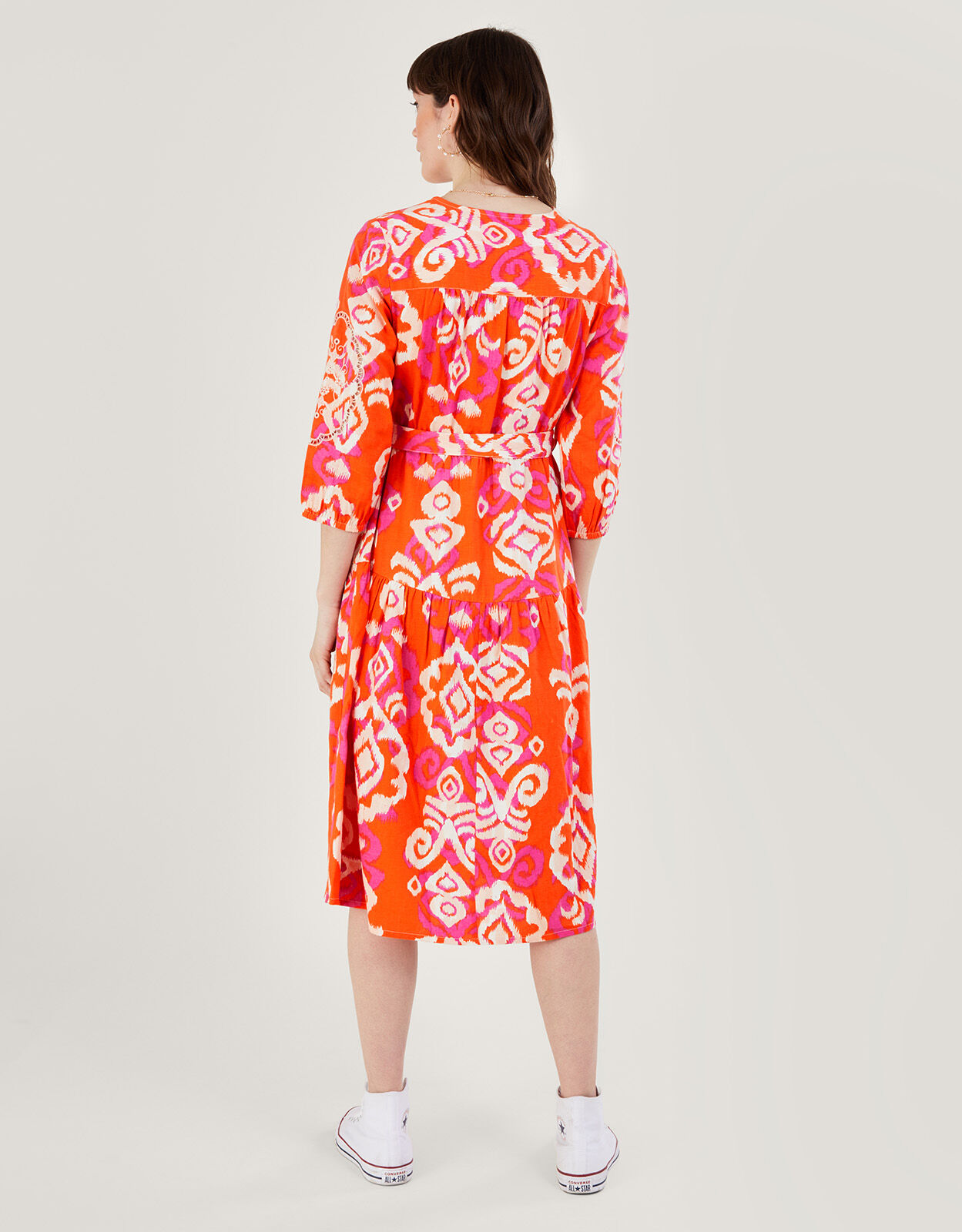 Aspen Wrap Dress in Linen Blend Orange Day Dresses Monsoon ROI