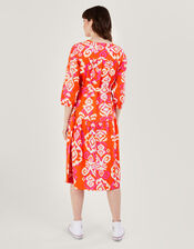 Aspen Wrap Dress in Linen Blend , Orange (ORANGE), large