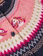 Unicorn Fair Isle Cardigan, Blue (NAVY), large
