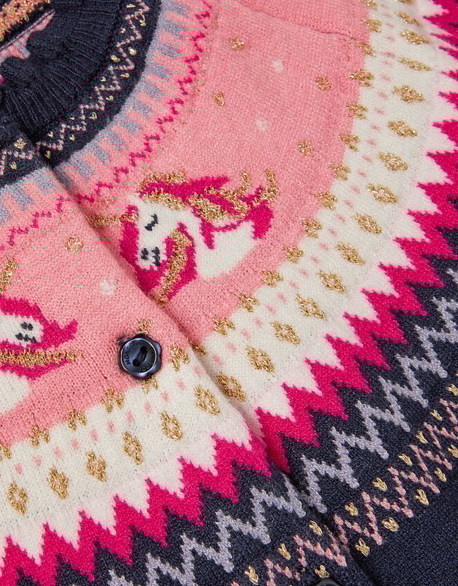 Unicorn Fair Isle Cardigan, Blue (NAVY), large