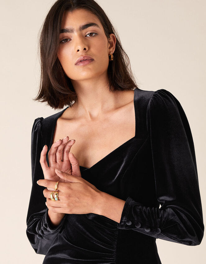 Emily Stretch Velvet Shift Dress, Black (BLACK), large