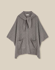 Samia Knitted Scarf Cape, Grey (CHARCOAL), large