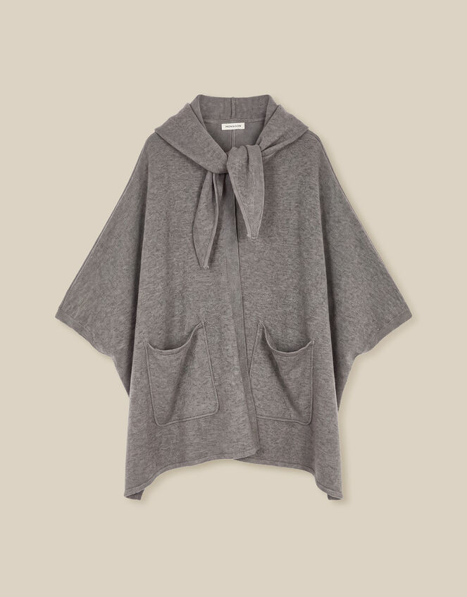 Samia Knitted Scarf Cape, Grey (CHARCOAL), large