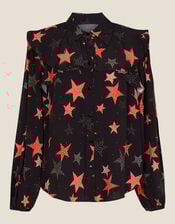 Sabrina Star Print Shirt, Black (BLACK), large
