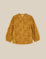 Blair Floral Appliqu&eacute; Blouse, Yellow (OCHRE), large