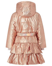 Metallic Ruffle Padded Coat, Pink (ROSE PINK), large
