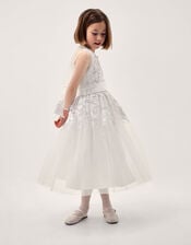 Felicity Embroidered Mesh Cardigan, White (WHITE), large