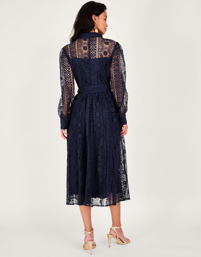 Gabriella Lace Shirt Dress, Blue (NAVY), large