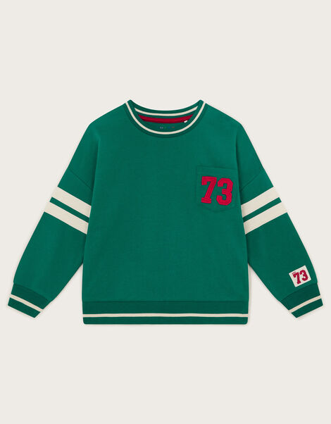 Varsity Stripe Sweatshirt, Green (GREEN), large
