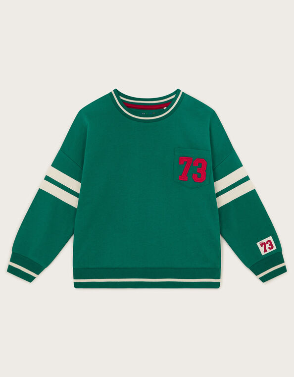 Varsity Stripe Sweatshirt, Green (GREEN), large