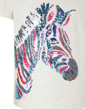 Zeena Sequin Zebra T-shirt, Ivory (IVORY), large