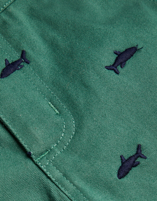 Shark Embroidered Chino Shorts, Green (GREEN), large