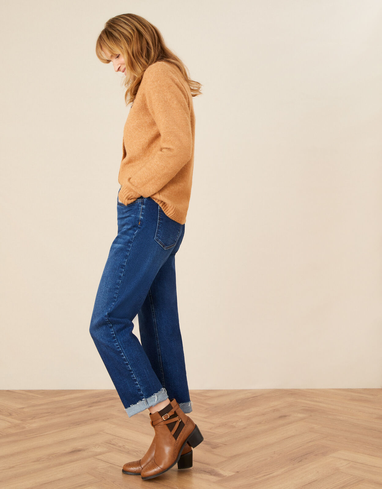 Bethan Leather Brogue Boots Tan