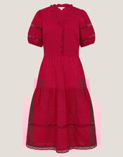 Wendy Tiered Midi Dress, Red (RED), large