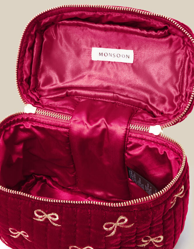 Bow Quilted Velvet Vanity Case, , large